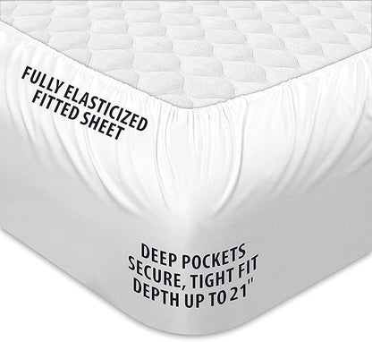COONP Queen Mattress Topper, Extra Thick Pillowtop, Cooling and Plush Mattress Pad Cover Cotton Top Bed Topper Protector with 8-21 Inch Deep Pocket
