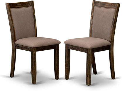East West Furniture V727MZ748-7 7 Piece Dining Table Set Consist of a Rectangle Dining Room Table with V-Legs and 6 Coffee Linen Fabric Parsons Chairs, 40x72 Inch, Multi-Color