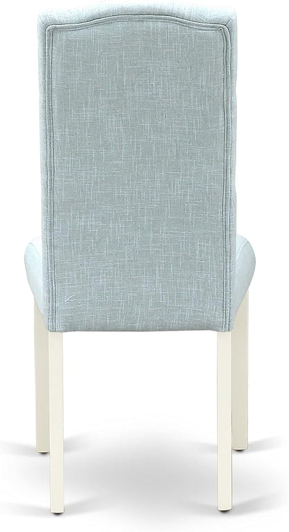 East West Furniture X027CE215-7 7 Piece Dining Room Table Set Consist of a Rectangle Kitchen Table with X-Legs and 6 Baby Blue Linen Fabric Parson Dining Chairs, 40x72 Inch, Multi-Color