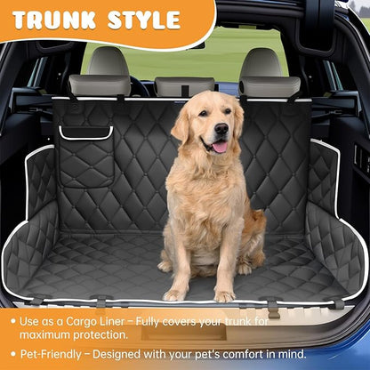 Dog Car Seat Cover for Back Seat 100% Waterproof, Long-Lasting and Soft Nonslip Backseat Dog Cover for Cars, SUVs and Trucks (Black-White, Standard (54" W x 59" L))