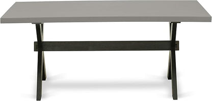 East West Furniture X697AB106-6 6 Piece Dinette Set Contains a Rectangle Dining Table with X-Legs and 4 Shitake Linen Fabric Parson Chairs with a Bench, 40x72 Inch, Multi-Color