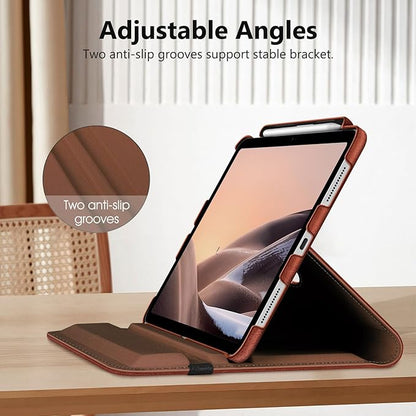 Fintie Rotating Case for iPad (A16) 11th Generation 11 Inch (2025), iPad 10th Generation 10.9 Inch (2022) - [Built-in Pencil Holder] 360 Degree Rotating Protective Stand Cover, Brown