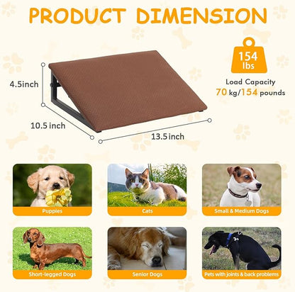 Dog Ramps for Stairs, 3 Pack Pet Ramp Stairs for Small Medium Dogs, Non-Slip Dog Pet Steps for Any Staircase with Anti-Slip Strip, Stair Ramp for Injured Elder Dogs/Cats (Brown, 3 Pack)