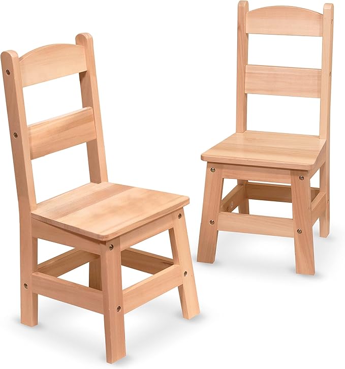 Melissa & Doug Wooden Chairs, Set of 2 - Blonde Furniture for Playroom