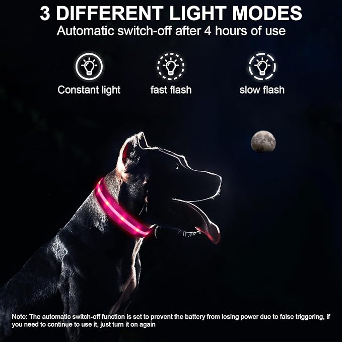 CHUKCHI LED Dog Collar Rechargeable,Waterproof Flashing Collar,Light Up Glow Collar, Adjustable Soft Safety Light Up for Small Medium Large Dogs Walking Camping at Night (Pink-S)