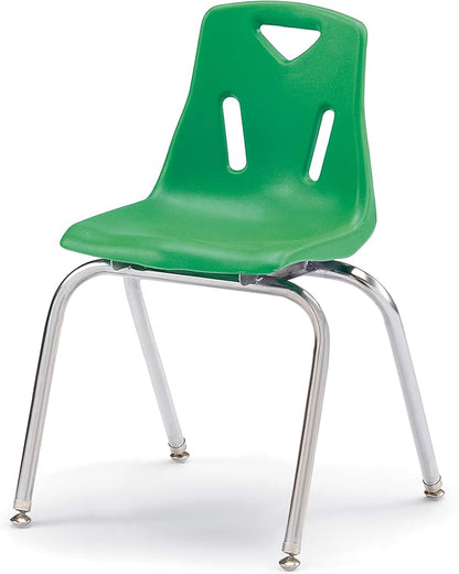 Jonti-Craft Berries 8148JC1119 Stacking Chair with Chrome-Plated Legs, 18" Height, Green