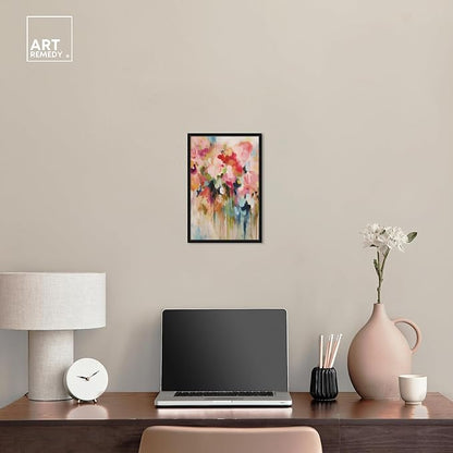 Art Remedy Soft Lush Pastel Canvas New Floral Wall Art, Black Frame, 10" x 15"