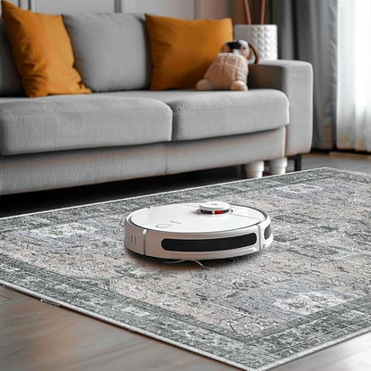 Muddy Mat짰 Blue Bell 3x7 Washable Area Rugs for Living Room, Bedroom & Dining Room ??Modern Soft Low Pile Non Slip Carpet ??Pet Friendly Waterproof Foldable Rugs for Home