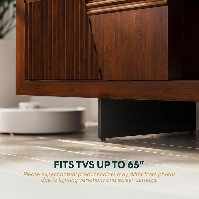 Bme Trapeze TV Stand for Living Room – Wooden Media Console with Storage, Metal Legs, Large Walnut TV Stand for Stylish Home Entertainment Setup