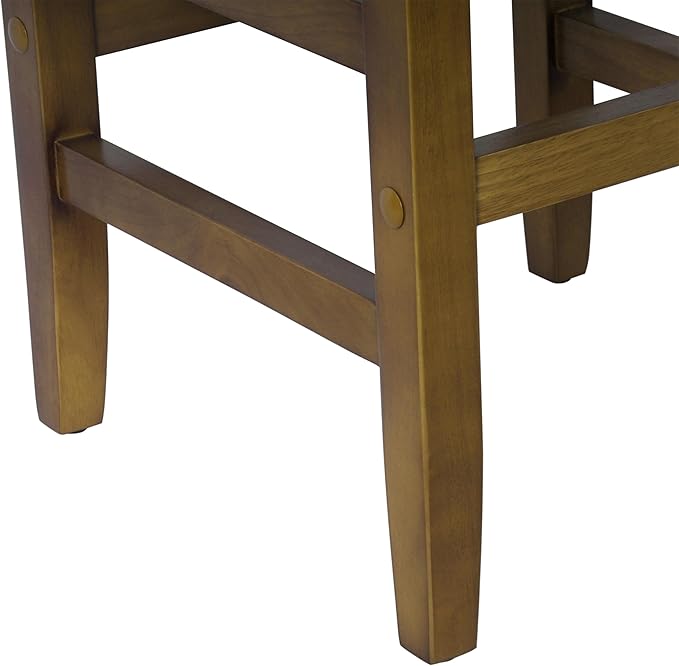 HomePop Home Decor |Classic Open-Back Counter Height Barstool| Square 24 Inch Bar Stools with Domed Cushion, Brown Window Pane Print