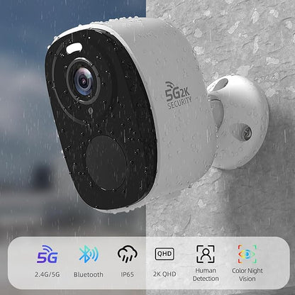 5G/2.4GHz WiFi Security Cameras Wireless Outdoor,2K Battery Home Security Camera with AI Detection,Siren, Surveillance Indoor Home Camera, Color Night Vision,2-Way Talk,IP65, Cloud/SD, Works Alexa