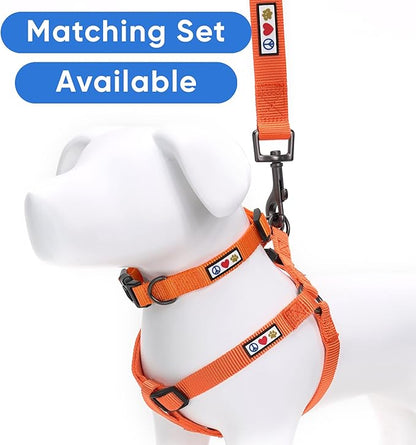 Pawtitas Medium Orange Dog Harness - Adjustable Reflective Harness for Dog Walking, Solid Color, Nylon, Buckle Closure, Machine Wash