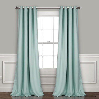 Lush Decor Insulated Grommet Blackout Window Curtain Panels, Pair, 52" W x 108" L, Blue - Classic Modern Design - Chic Window Decor - Long Curtains For Living Room, Bedroom, Or Dining Room