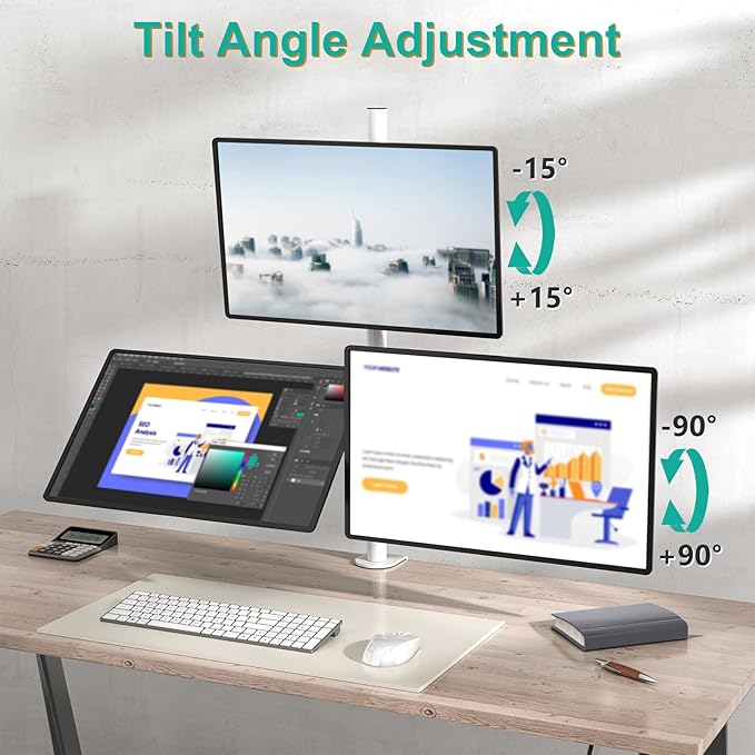 WALI Triple Monitor Stand, Fully Adjustable Three Monitor Desk Mount Fits 3 Screens up to 27 inch, 22 lbs. Weight Capacity per Arm (M003-W), White
