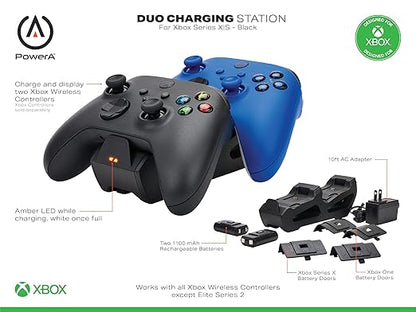 PowerA Duo Charging Station for Xbox Series X|S - Black, Wireless Controller Charging, Charge, Rechargeable Battery, Xbox Series X|S, Xbox One