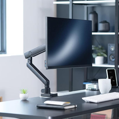 VIVO Premium Aluminum Full Motion Single Ultrawide Monitor Desk Mount Stand with Lift Engine Arm, Fits Screens up to 40 inches, STAND-V101BB