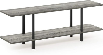 Furinno Turn-N-Tube 2-Tier Multipurpose Wide Shelf, French Oak Grey/Black