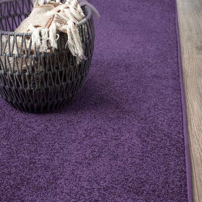 JONATHAN Y Haze Solid Low-Pile Purple 5' Round Indoor Area Rug, Coastal,Bohemian,Minimalist,Classic, Easy-Cleaning for Living Room,Bedroom,Kitchen,Pet Friendly,Non-Shedding (SEU100N-5R)