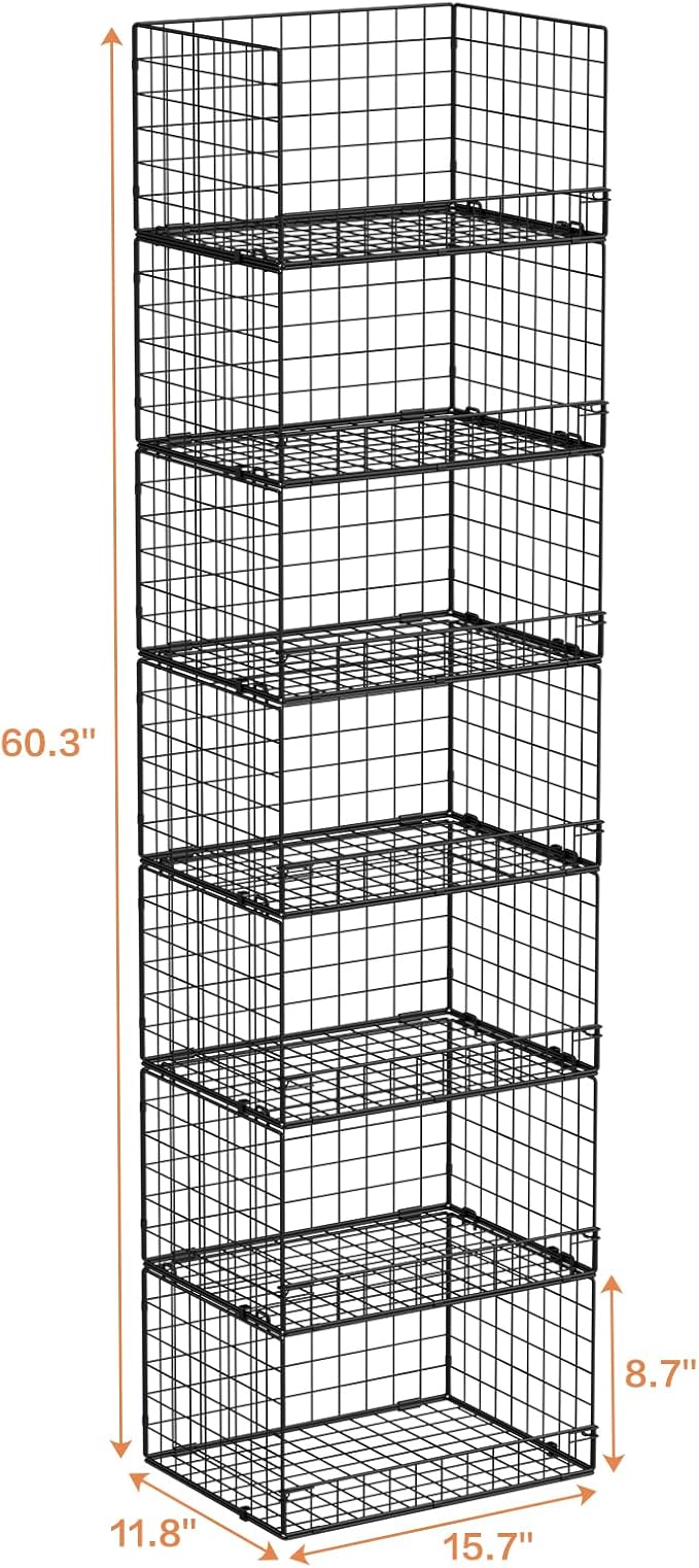 7-Tier Stackable Closet Organizers and Storage Shelves, Foldable Closet Shelf Organizer System, Stackable Storage Bins Drawers for Closet Organizer System, Black(Patent Pending)