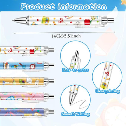 10 PCS Back to School Pens Welcome Back to School Ballpoint Pens First Day of School Party Favors with 1mm Black Ink Replaceable Ballpoint Pen Refill for Classroom Rewards
