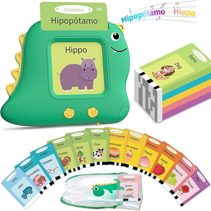 Spanish Talking Flash Cards Bilingual - Toddler Toys for 2 3 4 5 Year Old Boys and Girls, Autism Sensory Toys for Kids Learning Montessori, Español/English Speech Therapy Preschool Gifts