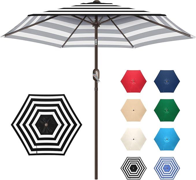 7.5Ft/9Ft Patio Umbrella, UV Protect Pool Umbrella with Heavy Duty Pole,Outdoor Umbrella with Push Botton Tilt & Crank