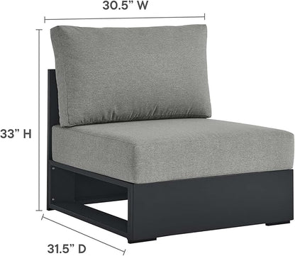 Modway Tahoe Aluminum Armless Patio Gray Modular Weather-Resistant Cushions-Perfect as Club Outdoor Lounge Chair