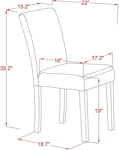 East West Furniture V677AB624-5 5 Piece Dinette Set Includes a Rectangle Dining Room Table with V-Legs and 4 Black Color Linen Fabric Parsons Dining Chairs, 40x72 Inch, Multi-Color
