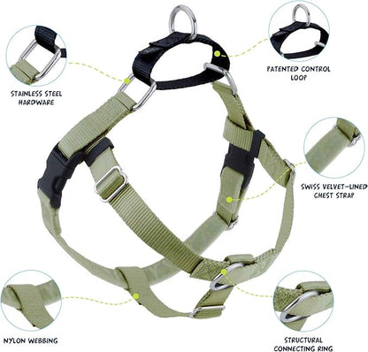 2 Hounds Design Freedom No Pull Dog Harness, Adjustable Harness and Leash Set, Easy Walking & Comfortable Control, Fits Small, Medium & Large Dogs, Solid Colors, Made in USA, 1" XXL, Tan