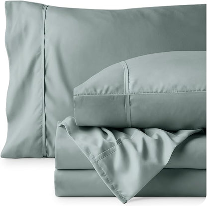 Bare Home Queen Sheet Set - Luxury 1800 Ultra-Soft Microfiber Queen Bed Sheets - Double Brushed - Deep Pockets - Easy Fit - 4 Piece Set - Bedding Sheets & Pillowcases (Queen, Sea Spray)