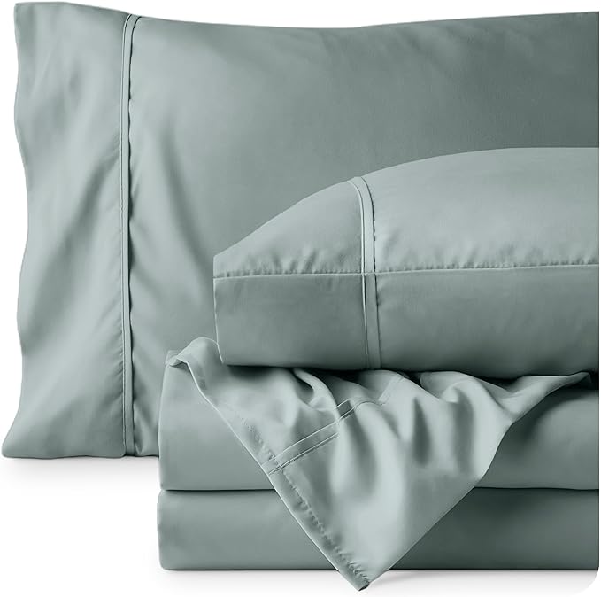 Bare Home Full XL Sheet Set - Luxury 1800 Ultra-Soft Microfiber Full Extra Long Bed Sheets - Double Brushed - Deep Pockets - Easy Fit - 4 Piece Set - Bedding Sheets & Pillowcases (Full XL, Sea Spray)