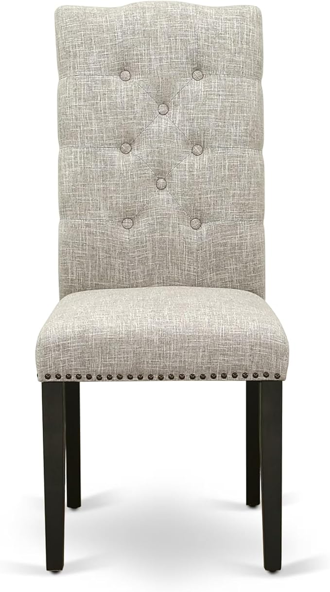 East West Furniture V627EL635-5 5 Piece Dining Table Set for 4 Includes a Rectangle Kitchen Table with V-Legs and 4 Doeskin Linen Fabric Parson Dining Chairs, 40x72 Inch, Multi-Color
