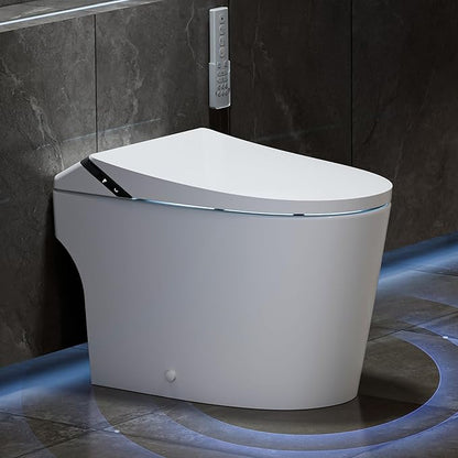 Smart Toilet with Bidet Built in,One Piece Toilets with Tank,Dual Auto Flush,Foam Dispenser,Deodorization,Foot Sensor,Blackout Flush,Heated Seat,Warm Water,Bidet Toilet for Modern Bathroom,Night Light