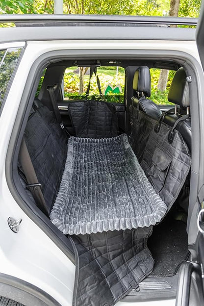Non-Slip Dog Bed Mat for Car, Fuzzy Backseat Pet Mat, Travel Pet-Friendly Seat Cover for Cars, Compatible with Backseat Extenders and Seat Protectors 24.8x54 inch