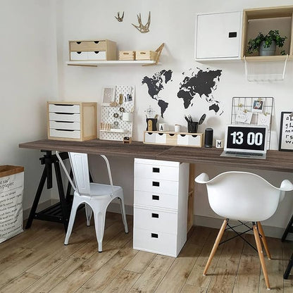 Kaboon Universal Tabletop 55"x23.62" Solid One-Piece Melamine Table Top, Double Desk L-Desk DIY, Home and Office Countertop,Eucalyptus