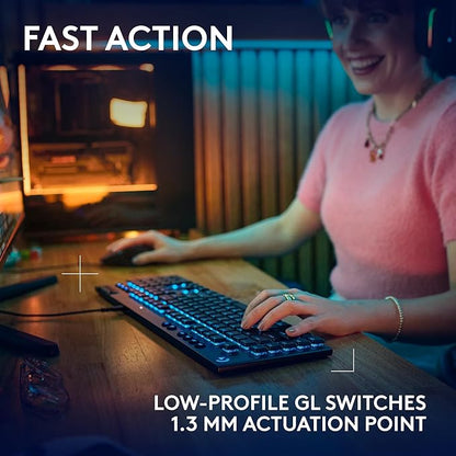 Logitech G915 X Low-Profile Wired Mechanical Gaming Keyboard, Double-Shot PBT Keycaps, Fully Programmable Keys, RGB Lighting, Aluminum Finish, GL Red Linear Switches - PC/Mac