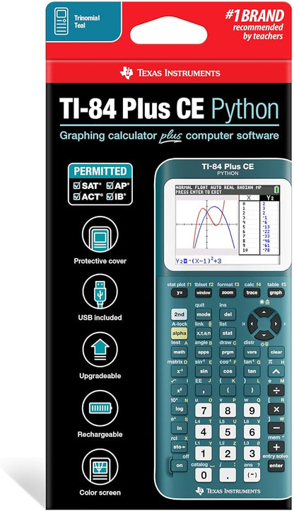 TI-84 Plus CE Graphing Calculator, Trinomial Teal