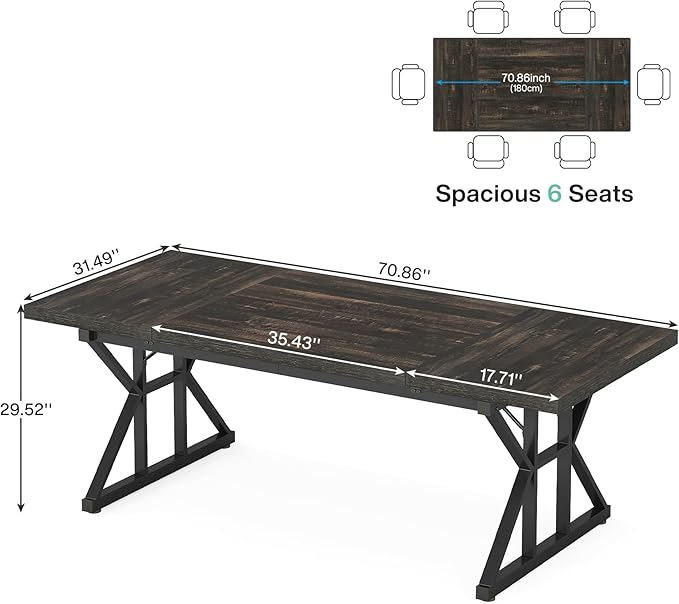 Tribesigns 70.8-Inch Executive Desk, Large Computer Office Desk Workstation, Modern Simple Style Laptop Desk Study Writing Table Business Furniture for Home Office (Black Oak, 70.8 Inch)