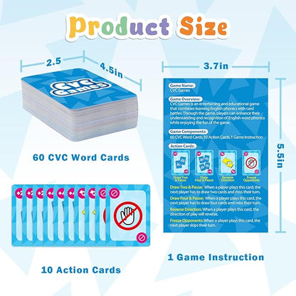 Torlam Phonics Games for Kids, CVC Word Games Learn to Read Spelling Reading Sight Word Flash Cards, Speech Therapy Toys Kindergarten Classroom Must Have Learning Activities Homeschool Supplies
