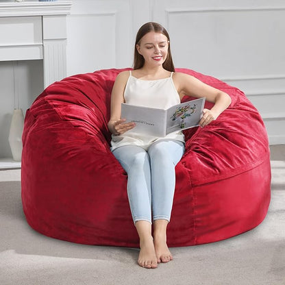 Hobestluk 4FT Bean Bag Chair Giant Bean Bag Chairs for Adults Large Bean Chairs with Removable Cover, Beanbag Chair with Filler, Adult Bean Bag Chairs for Living Room, Bedroom