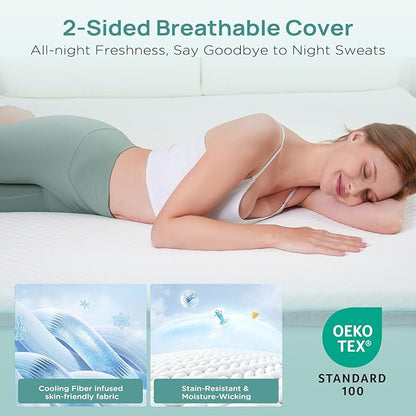 3 Inch Firm Mattress Topper California King, Memory Foam Bed Topper with Soft & Firm Options for Back Pain Relief, Mattress Topper with 2-Sided Cover, Ergonomic 5-Zone, CertiPUR Certified