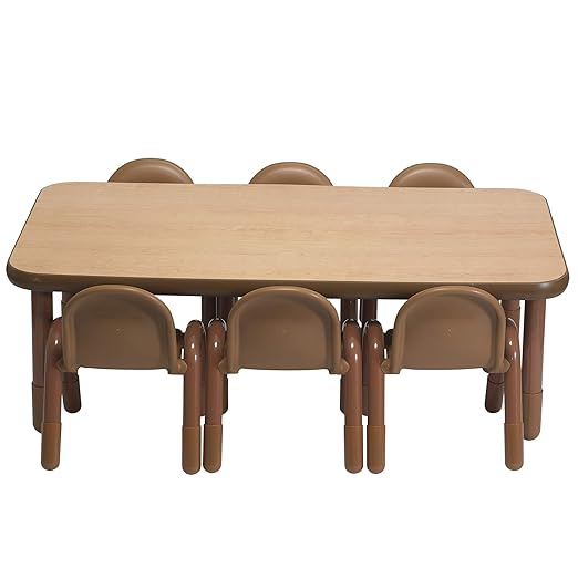 Children’s Factory Baseline Preschool 60" x 30" Rectangular Table & Chair Set - Natural Wood - AB74620NW1