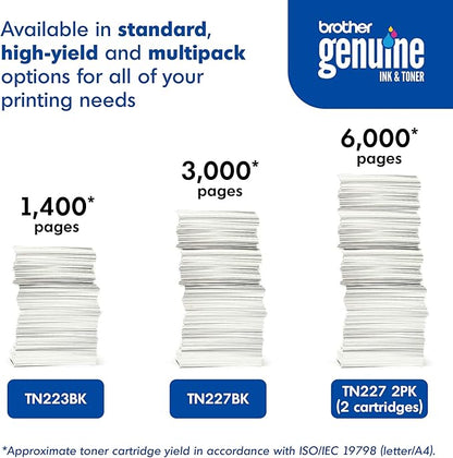 Brother Genuine TN227 High-Yield Black Toner Cartridge Twin Pack for Professional Laser Printing, 2 Pack Yields 6,000 Pages Total, Compatible with HL-L3210CW HL-L3230CDW Printers