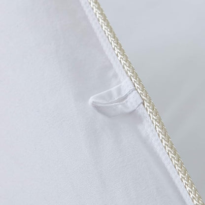 Luxurious All-Season Goose Down Feather Fiber Comforter Queen Size Duvet Insert, Premium White Solid Plain Design, Premium Baffle Box, 100% Egyptian Cotton, 70 oz Fill Weight