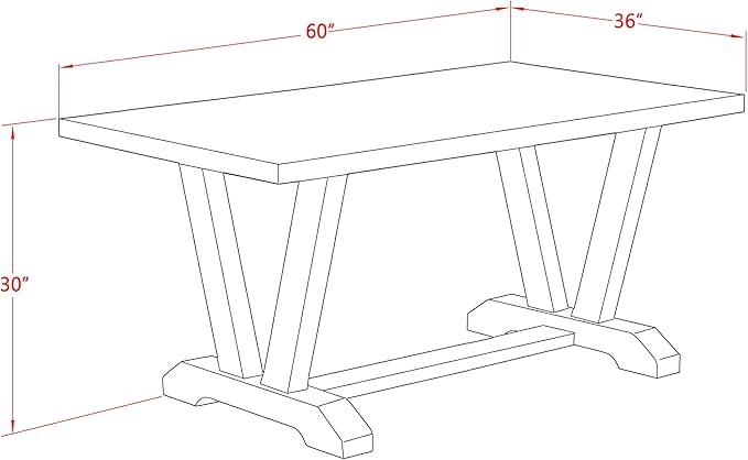 East West Furniture V696AB106-5 5 Piece Dining Table Set for 4 Includes a Rectangle Kitchen Table with V-Legs and 4 Shitake Linen Fabric Upholstered Parson Chairs, 36x60 Inch, Multi-Color