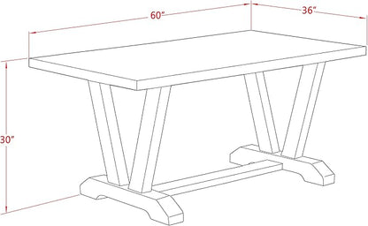 East West Furniture V696AB106-5 5 Piece Dining Table Set for 4 Includes a Rectangle Kitchen Table with V-Legs and 4 Shitake Linen Fabric Upholstered Parson Chairs, 36x60 Inch, Multi-Color