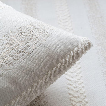 Pack of 1 Decorative Throw Pillow Covers 20x20 Inch, Pillow Cases for Living Room Couch Bedroom Farmhouse Home Decor, Soft Stripe Chenille Cushion Covers for Sofa Beige,20''x20''