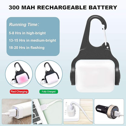 Dog Lights for Night Walking, Clip on Dog Collar Light - 3 Modes, USB-C Rechargeable, IP65 Waterproof, LED Safety Light for Running, Camping, Climbing, Bike - 2 Packs