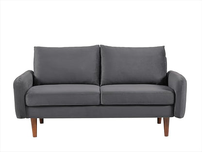 Container Furniture Direct Kent Velvet Loveseat Sofa for Modern Living Rooms and Compact Spaces, Comfy 2 Seater Couch Studio Apartment Furniture with Sleek Design, Grey
