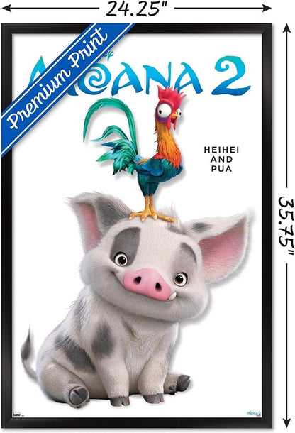 Disney Moana 2 - Heihei and Pua Feature Series Wall Poster, 34L" x 22.4W", Black Framed Version